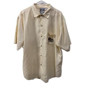 VTG Warner Bros Looney Tunes Marvin Martian K9 Linen Blend Shirt XL Yellow